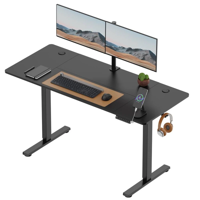 Image of VonHaus Large Height Adjustable Electric Standing Desk for Home Office in Black Unisex