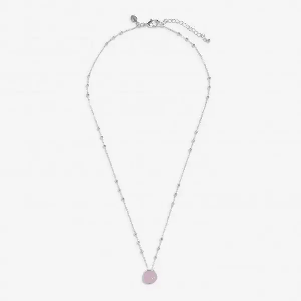 Image of Beau Lilac Enamel Silver Plated Zirconia 46cm + 5cm Necklace 7129
