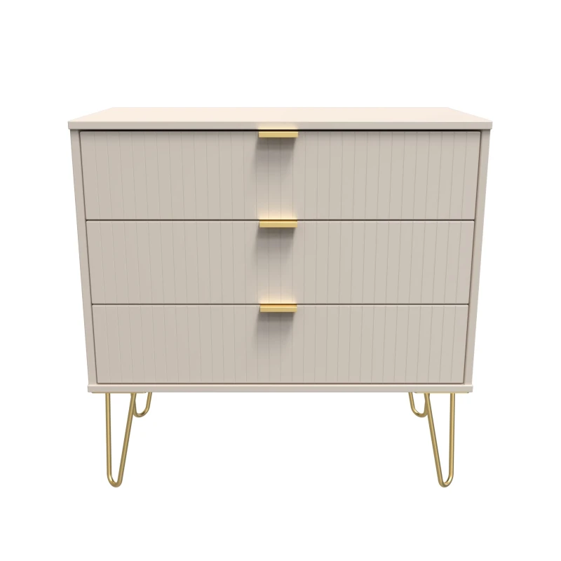 Image of Welcome Furniture Ready Assembled Linear 3 Drawer Chest In Kashmir Matt, Cream LIF010KMK