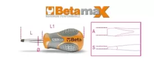 Image of Beta Tools 1290N Beta MAX Slotted / Flat Head Stubby Screwdriver 4 x 30mm