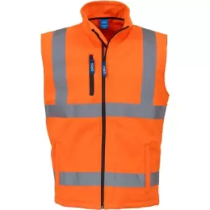 Image of Yoko Mens Hi Vis Softshell Bodywarmer / Workwear (Pack of 2) (2XL) (Hi Vis Orange) - Hi Vis Orange
