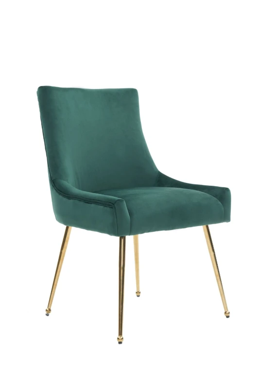 Image of Life Interiors Life Interiors Single Viviana Velvet Dining Chair with Gold Legs and Ring Handle in Green Green One Size Unisex 5056660010335