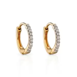 Image of JG Signature 9ct Gold Diamond Huggie Hoop Earrings 10mm