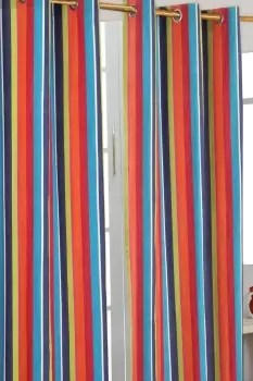 Image of Multi Stripes Ready Made Eyelet Curtain Pair