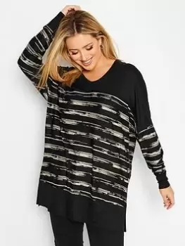 Image of Yours Stripe Long Sleeve Top - Black, Size 18, Women
