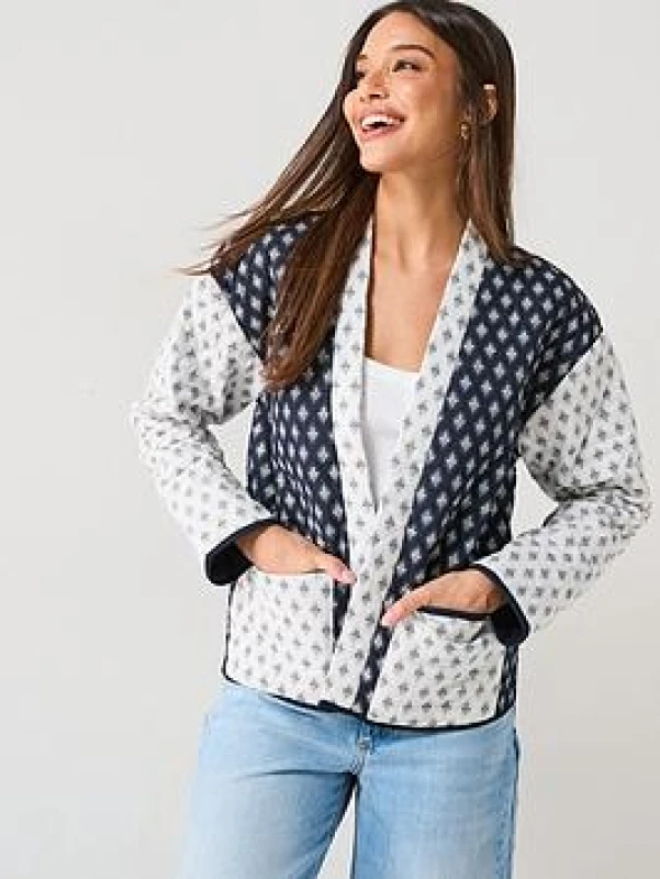 Image of Jdy Egret/Sky Captain Avalon Quilted Jacket Navy Female L 238376UK