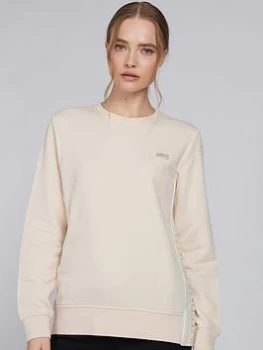 Image of Barbour International Hallstatt Logo Tape Jumper - Champagne, Beige, Size 16, Women