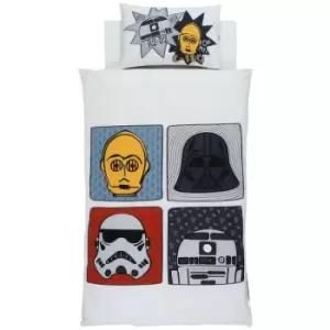 Image of Cotton Duvet Cover Set (Single) (White/Grey/Black) - White/Grey/Black - Star Wars