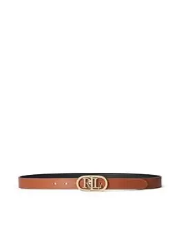 Image of Lauren by Ralph Lauren Oval Rev 25-belt-skinny - Black/tan, Black Size M Women