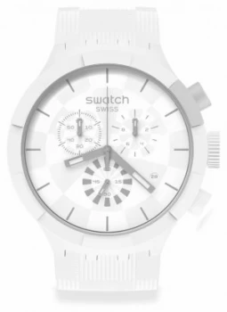Image of Swatch CHEQUERED WHIITE White Silicone strap White Dial Watch