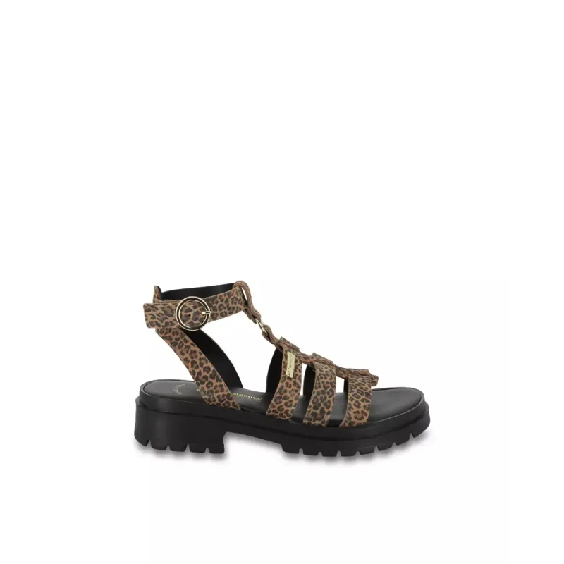 Image of LES TROPEZIENNES PAR M.BELARBI Toboleo Leather Sandals with Chunky Sole Leopard Print Women 36 (3.5);37 (4);38 (5);39 (5.5 to 6);40 (6.5)