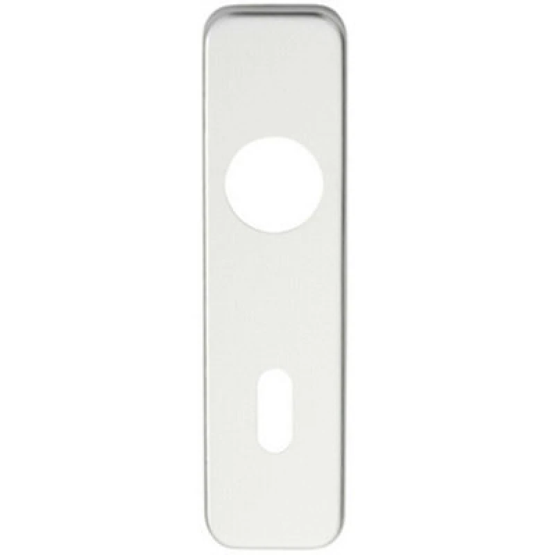 Image of Loops PAIR Door Handle Lock Backplate for Safety Levers 154 x 40mm Satin Aluminium Multi