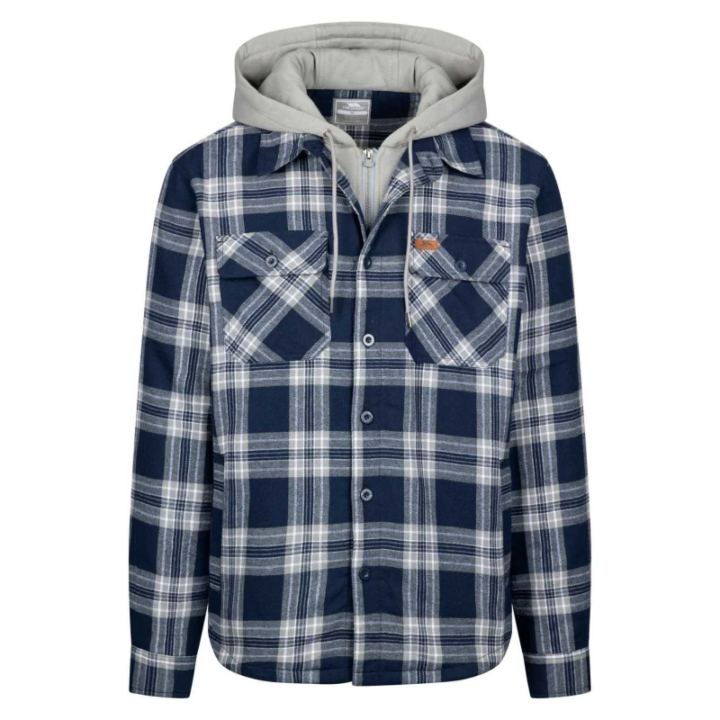 Image of Trespass Trespass Men Randie Checked Shirt Jacket in Navy Size: X-Large Navy XL Male 5063750989259