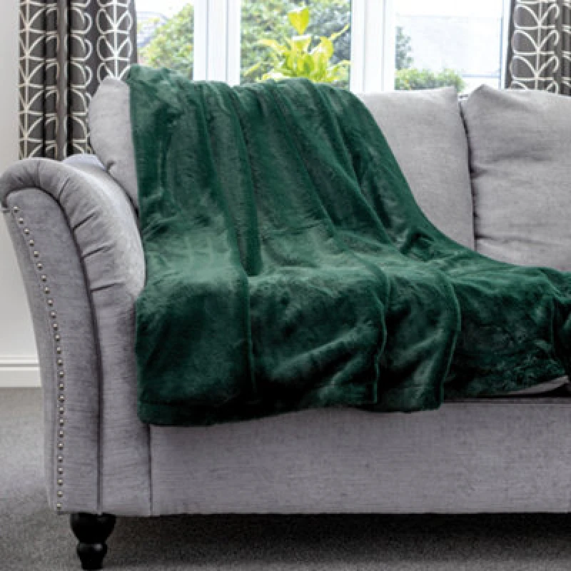 Image of Dreamcatcher Faux Fur Throw Overblanket 160 X 130Cm - Green DFBGN