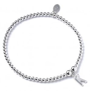 Image of Initial K Charm with Sterling Silver Ball Bead Bracelet