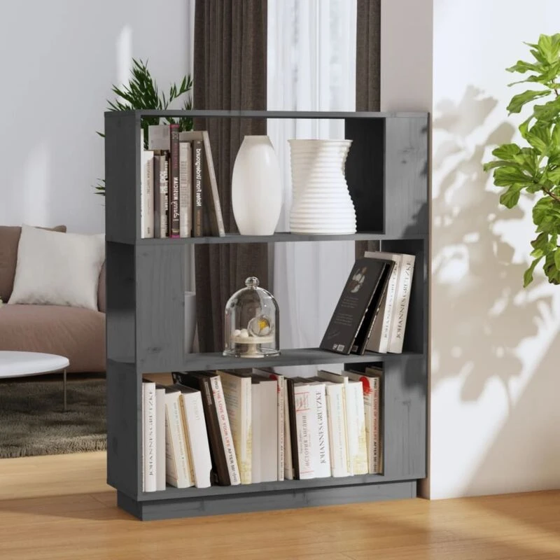 Image of VIDAXL Vidaxl - Book Cabinet/Room Divider Grey 80x25x101cm Solid Wood Pine 8720286905999