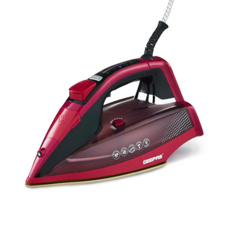 Image of Geepas Digital Steam Iron 2400W Ceramic Soleplate Variable Temperature Self Clean 350M Dark Pink unisex