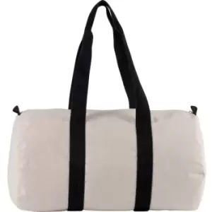 Image of Kimood Cotton Canvas Barrel Bag (One Size) (Natural/Black) - Natural/Black