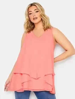 Image of Yours Layered Sleeveless Top - Pink, Size 16, Women