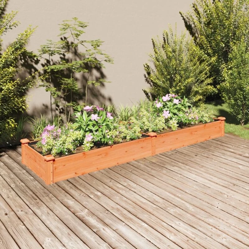 Image of VIDAXL Garden Raised Bed with Liner Brown 240x60x25cm Solid Wood Fir Vidaxl 8720845824273
