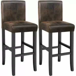 Image of Tectake - 2 Breakfast bar stools made of artificial leather - bar stool, kitchen stool, wooden stool - antique brown - antique brown