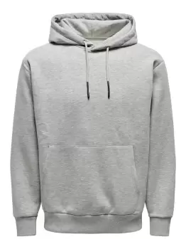 Image of ONLY & SONS Solid Colored Hoodie Men Grey