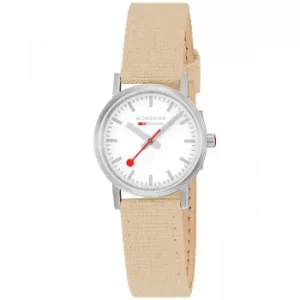 Image of Mondaine Classic Quartz White Dial Beige Textile Strap Ladies Watch A658.30323.17SBK