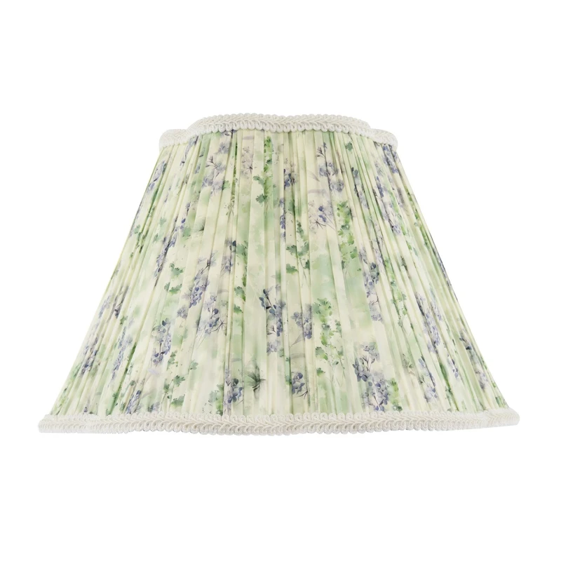 Image of Happy Homewares Green & Blue Floral Victorian Scallop Shade with Embroidered Trims Size: 14" Green Unisex 14"