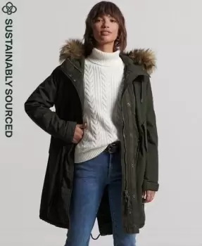 Image of Superdry Womens Authentic Military Parka Coat Green / Surplus Goods Olive - Size: 10