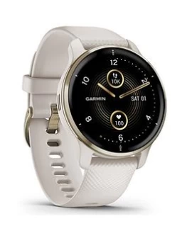 Image of Garmin Venu 2 Plus Gps Smartwatch With All-Day Health Monitoring And Voice Functionality - Cream Gold & Ivory