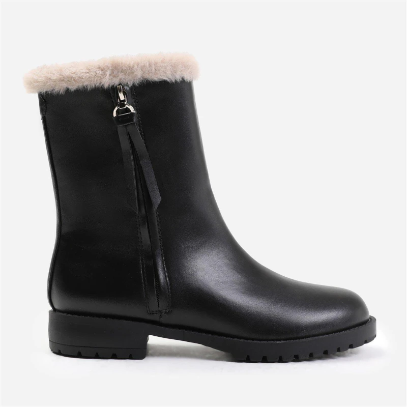 Image of Where's That From 'Ice' Mid Calf Boot With Fur Trim Black