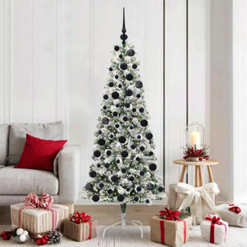 Image of Vidaxl Artificial Hinged Christmas Tree Green And White 180 Cm