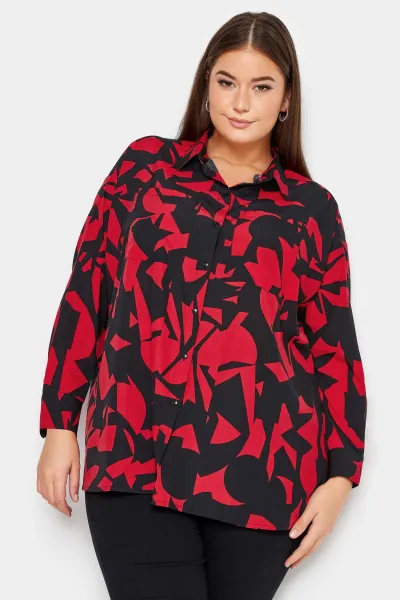 Image of Abstract Print Oversized Shirt