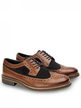 Image of Joe Browns Finest Full Apron Brogues, Tan/Navy, Size 12, Men