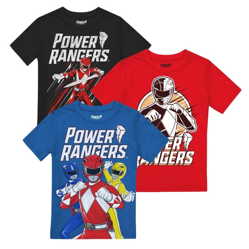 Image of Power Rangers Power Rangers Team Boys T-Shirt 3 Pack Multi