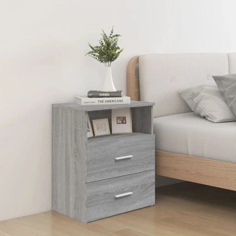 Image of Vidaxl Bed Cabinet Grey Sonoma 50X32X60 Cm, Grey 815860