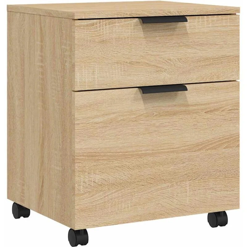 Image of Vidaxl Mobile File Cabinet With Wheels Sonoma Oak 45X38X54cm Engineered Wood, Brown 811523