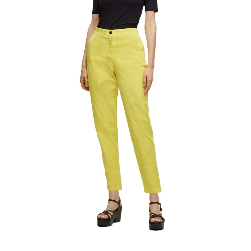 Image of Boss Womens Tolinda-D Straight Trousers Open Yellow female 8 (S)