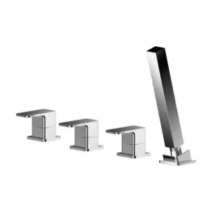 Image of Nuie Windon Deck Mounted 4 Tap Hole Bath Shower Mixer No Spout - Chrome