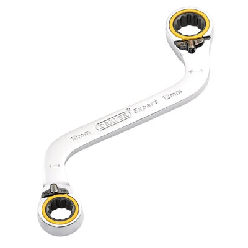 Image of Draper Expert Hi Torq Double Ring Ratchet S Spanner 03942 Range Metric: 10mm x 12mm