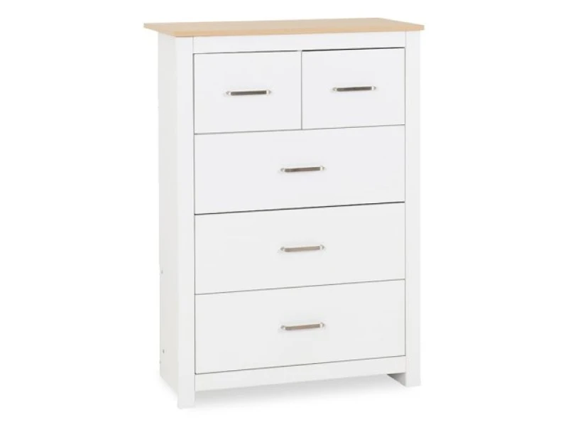 Image of Seconique Portland White and Oak 32 Drawer Chest of Drawers