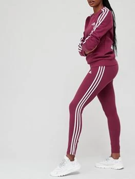 Image of adidas Essentials 3 Stripes Fleece Sweat Top - Dark Red, Dark Red Size M Women