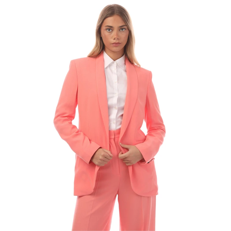 Image of Boss Womens Tikela Straight Leg Trousers, Straight Leg Design Coral Pink female 4 (XXS)