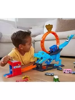 Image of Hot Wheels City T-Rex Chomp Down Playset
