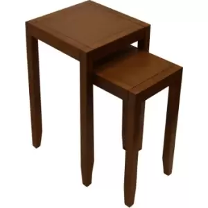 Image of ANYWHERE - Solid Wood Nest of Two Side / End Tables - Walnut Effect - Dark stain