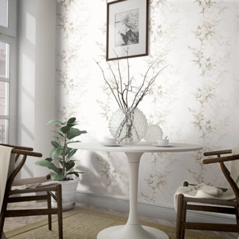 Image of Galerie Industrial Effects Beige Floral Leaf Stem Wallpaper Roll