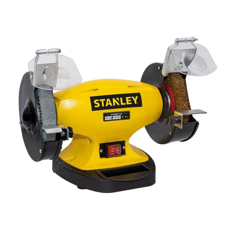 Image of Stanley Machines SXGB150E Bench Grinder 150mm, 240V, 330W Ideal for Polishing in Yellow Yellow Unisex