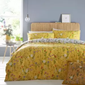 Image of Fleura Floral Duvet Cover Set Yellow, Yellow / King