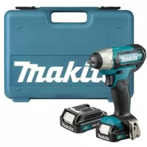 Image of Makita TW060DWAE 12V CXT 1/4Impact Wrench, 2x 2.0Ah Batteries, Charger & Case - N/A