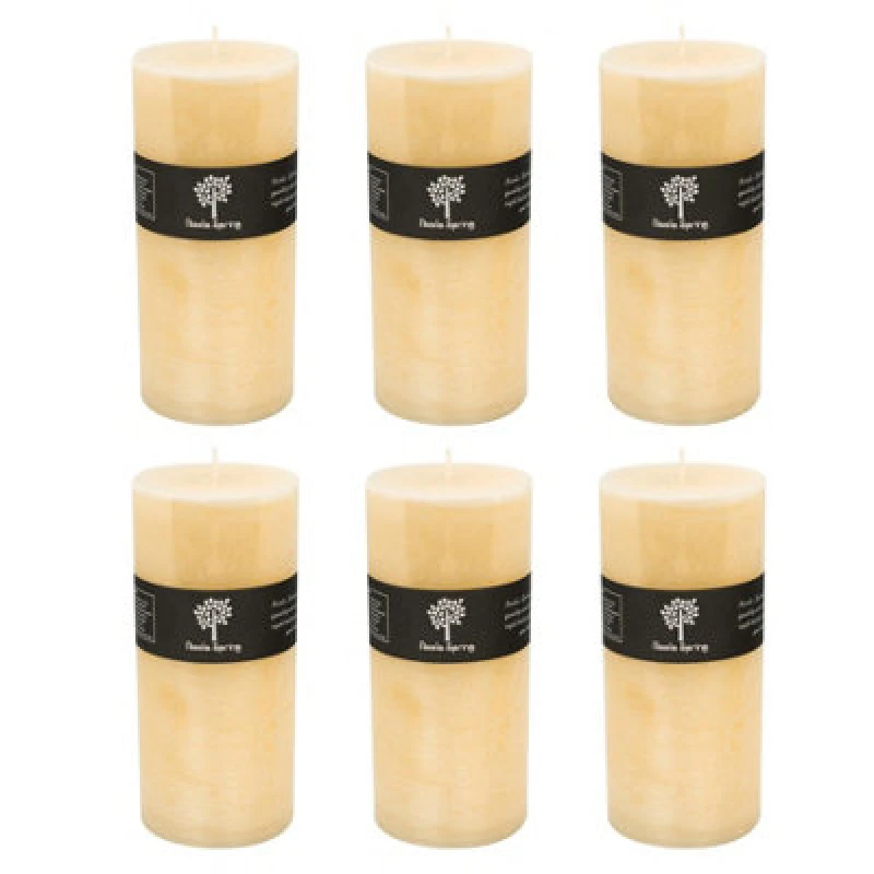 Image of Nicola Spring Round Vanilla Pillar Candles - 140 Hours - Cream - Pack Of 6